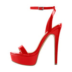 Load image into Gallery viewer, Round Toe Ankle Strap Platform Stiletto Sandals
