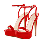 Load image into Gallery viewer, Round Toe Ankle Strap Platform Stiletto Sandals
