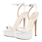 Load image into Gallery viewer, Round Toe Ankle Strap Platform Stiletto Sandals
