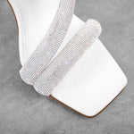 Load image into Gallery viewer, Rhinestone Strappy Slip on Chunky Heels Sandals
