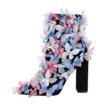 Load image into Gallery viewer, Butterfly Pointed Toe Chunky Heel Ankle Boots
