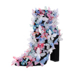 Load image into Gallery viewer, Butterfly Pointed Toe Chunky Heel Ankle Boots
