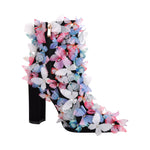 Load image into Gallery viewer, Butterfly Pointed Toe Chunky Heel Ankle Boots
