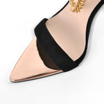 Load image into Gallery viewer, Pointed Toe Metal Chain Back Zipper Sandals
