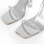 Load image into Gallery viewer, Rhinestone Buckle Strap Plexiglass Heels Sandals
