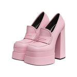 Load image into Gallery viewer, Double Platforms Chunky High Heel Loafers Pumps
