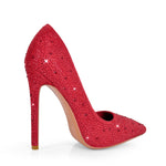 Load image into Gallery viewer, Pointed Toe Rhinestone Suede Stiletto Pumps
