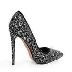 Load image into Gallery viewer, Pointed Toe Rhinestone Suede Stiletto Pumps
