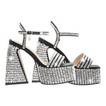 Load image into Gallery viewer, Rhinestone Square Toe Chunky Heel Platform Sandals
