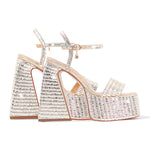 Load image into Gallery viewer, Rhinestone Square Toe Chunky Heel Platform Sandals
