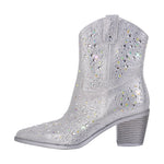 Load image into Gallery viewer, Rhinestone Pointed Toe Chunky Heel Ankle Boots
