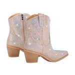 Load image into Gallery viewer, Rhinestone Pointed Toe Chunky Heel Ankle Boots
