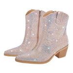 Load image into Gallery viewer, Rhinestone Pointed Toe Chunky Heel Ankle Boots
