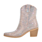 Load image into Gallery viewer, Rhinestone Pointed Toe Chunky Heel Ankle Boots
