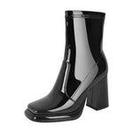 Load image into Gallery viewer, Square Toe Zipper Chunky Heel Platform Ankle Boots
