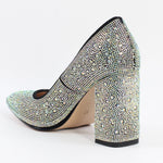 Load image into Gallery viewer, Rhinestone Pointed Toe Chunky Heel Pumps
