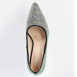 Load image into Gallery viewer, Rhinestone Pointed Toe Chunky Heel Pumps
