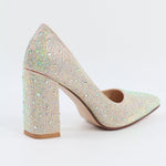 Load image into Gallery viewer, Rhinestone Pointed Toe Chunky Heel Pumps
