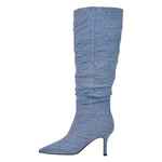 Load image into Gallery viewer, Denim Pointed Toe Stiletto Thigh Boots
