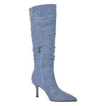 Load image into Gallery viewer, Denim Pointed Toe Stiletto Thigh Boots
