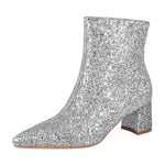 Load image into Gallery viewer, Pointed Toe Glitter Ankle Boots
