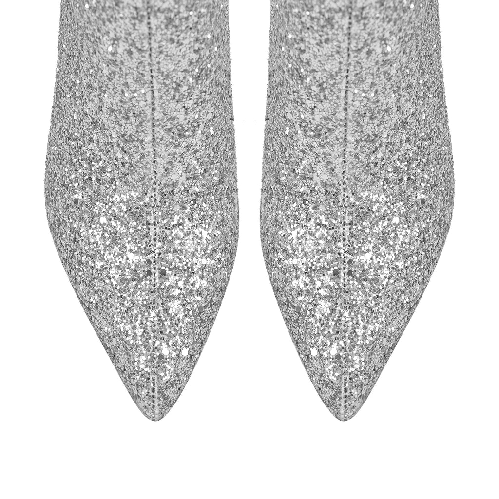 Pointed Toe Glitter Ankle Boots