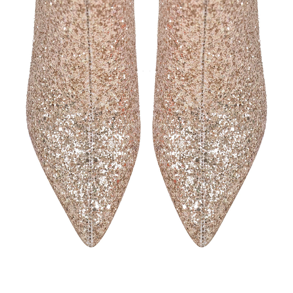 Pointed Toe Glitter Ankle Boots
