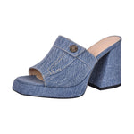 Load image into Gallery viewer, Denim Round Toe Platform Chunky Heel Sandals
