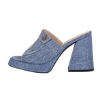 Load image into Gallery viewer, Denim Round Toe Platform Chunky Heel Sandals
