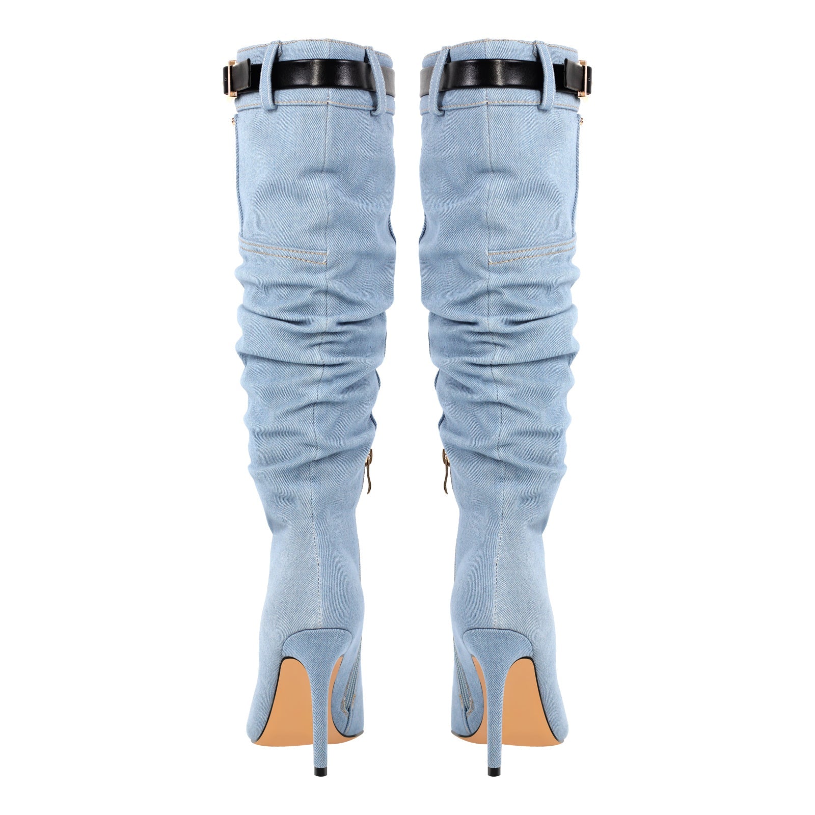 Denim Pointed Toe Stiletto Thigh Boots