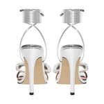 Load image into Gallery viewer, Rhinestone Square Toe Stiletto Ankle Strap Sandals
