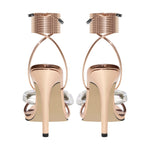 Load image into Gallery viewer, Rhinestone Square Toe Stiletto Ankle Strap Sandals
