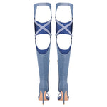 Load image into Gallery viewer, Pointed Toe Stiletto Over The Knee Sandals Boots
