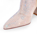 Load image into Gallery viewer, Rhinestone Pointed Toe Chunky Heel Boots
