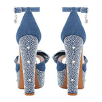 Load image into Gallery viewer, Rhinestone Bow Peep Toe High Heel Sandals
