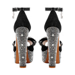 Load image into Gallery viewer, Rhinestone Bow Peep Toe High Heel Sandals
