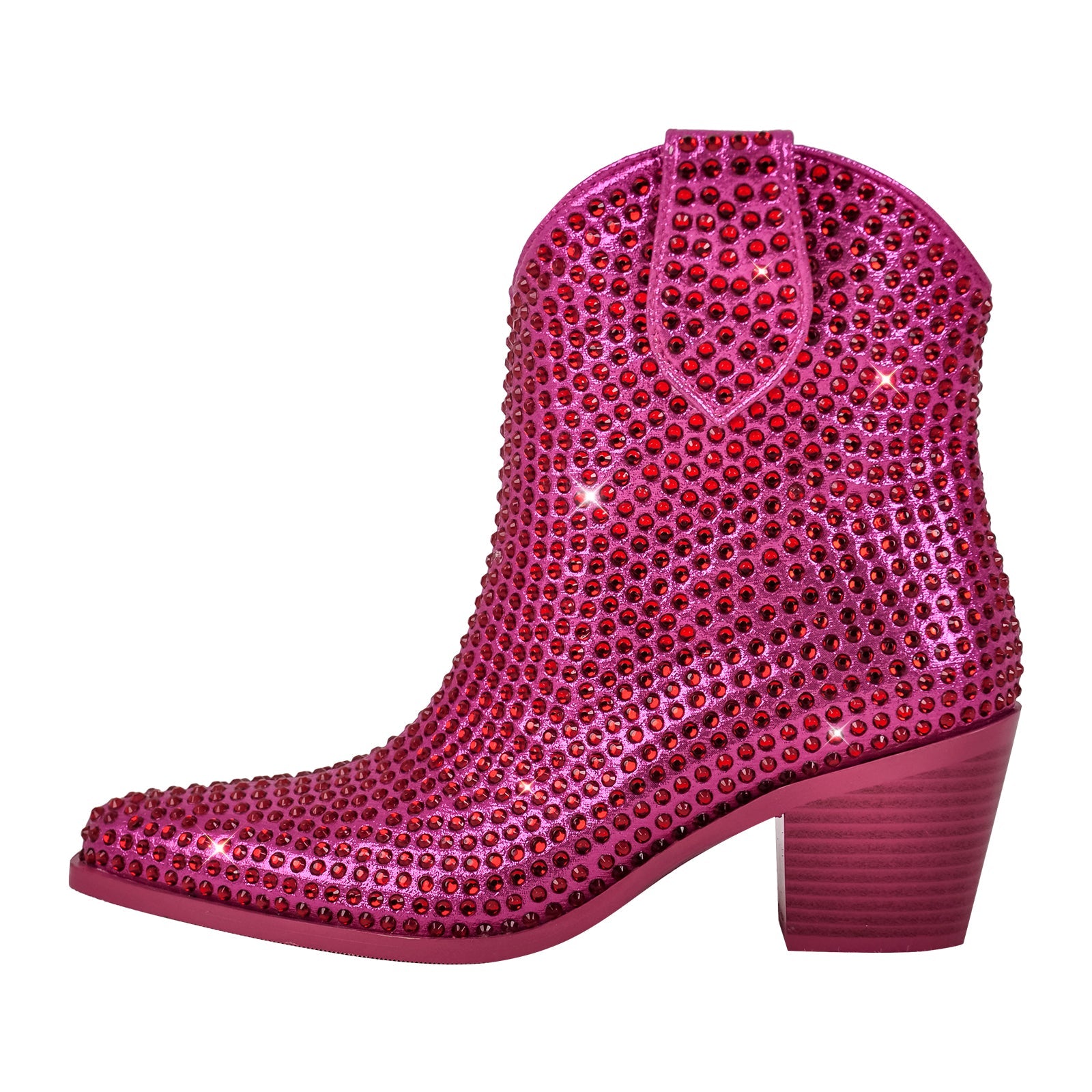 "Sissy Raven" Rhinestone Chunky Heel Ankle Boots