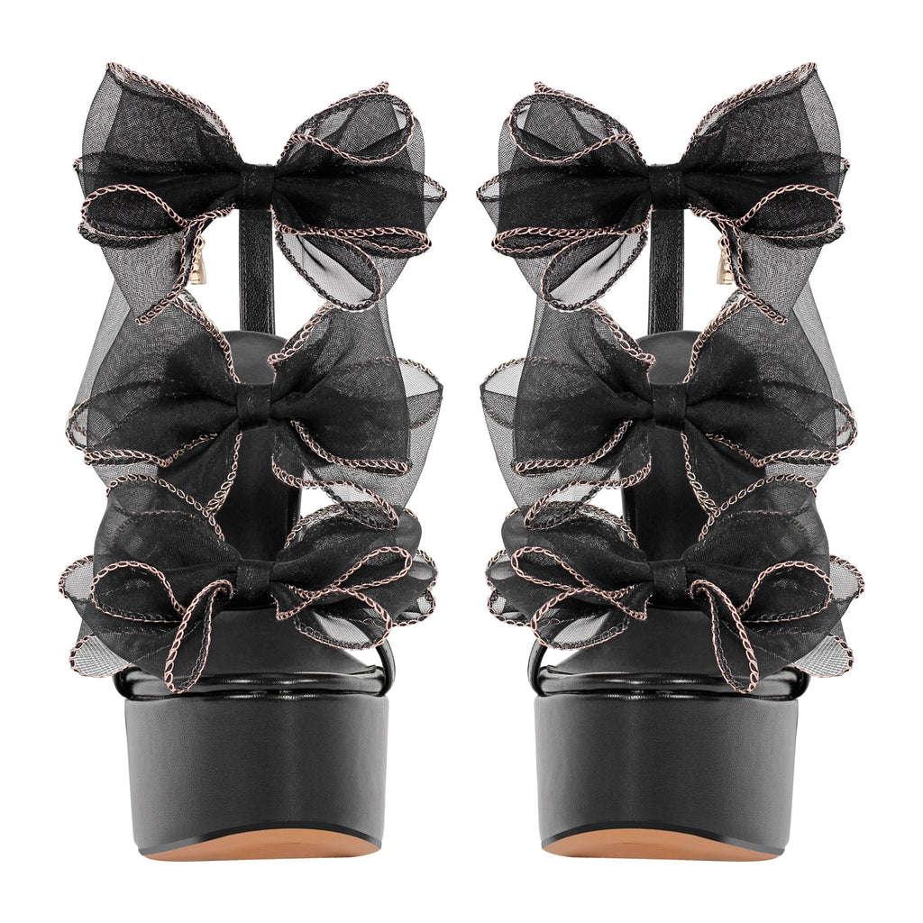"Sissy Veronica" Feminine Black Bow Platform Sandals for Men