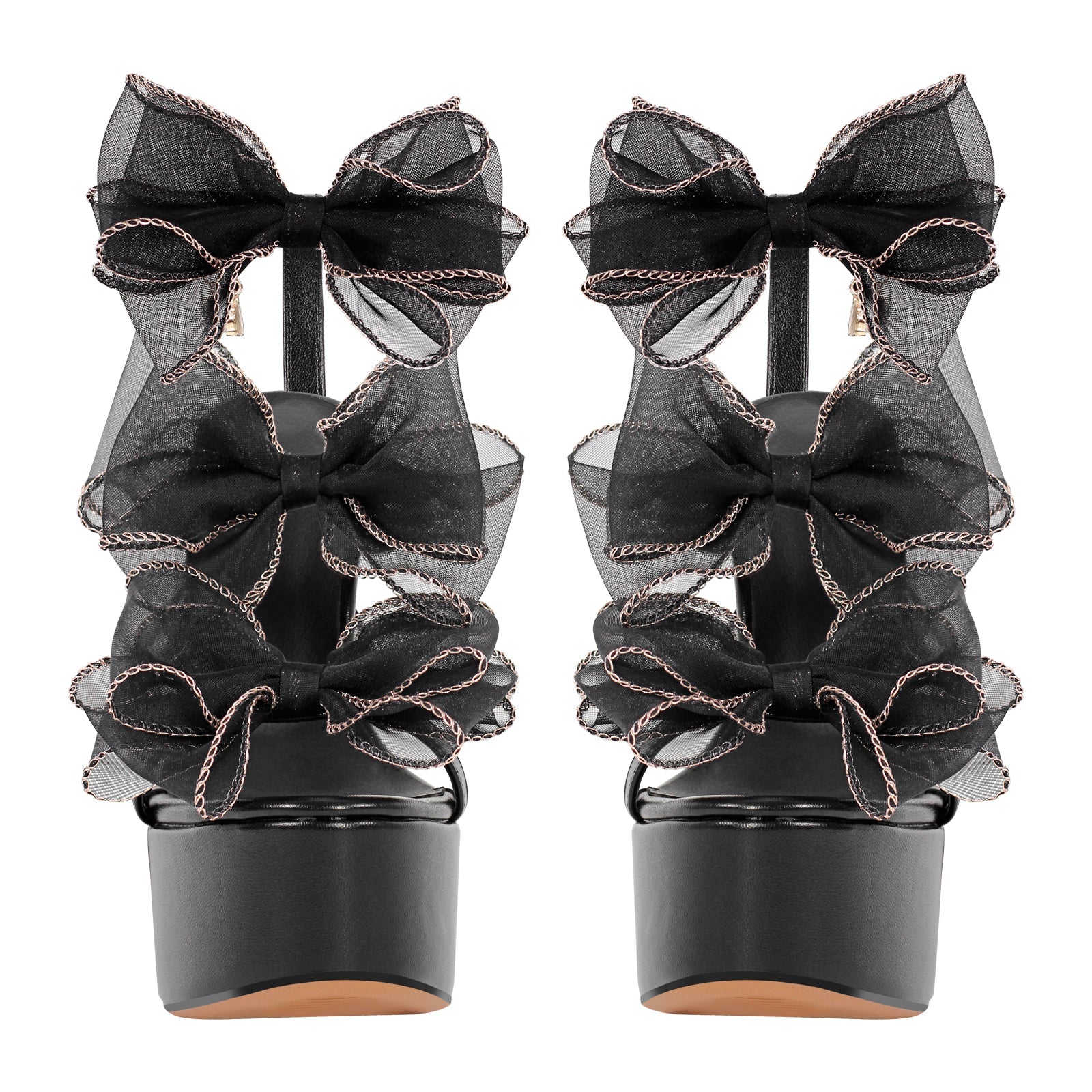 "Sissy Veronica" Feminine Black Bow Platform Sandals for Men