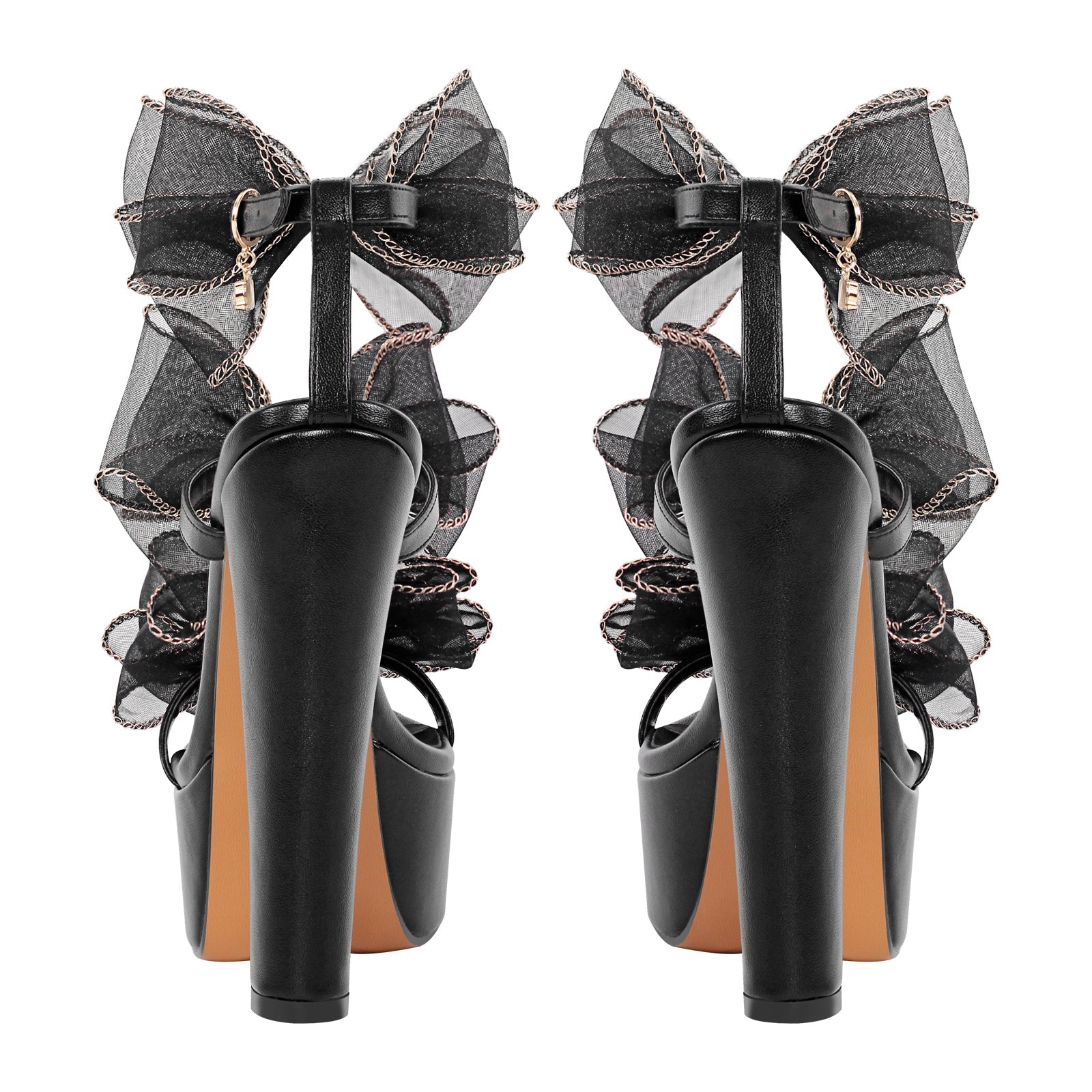 "Sissy Veronica" Feminine Black Bow Platform Sandals for Men