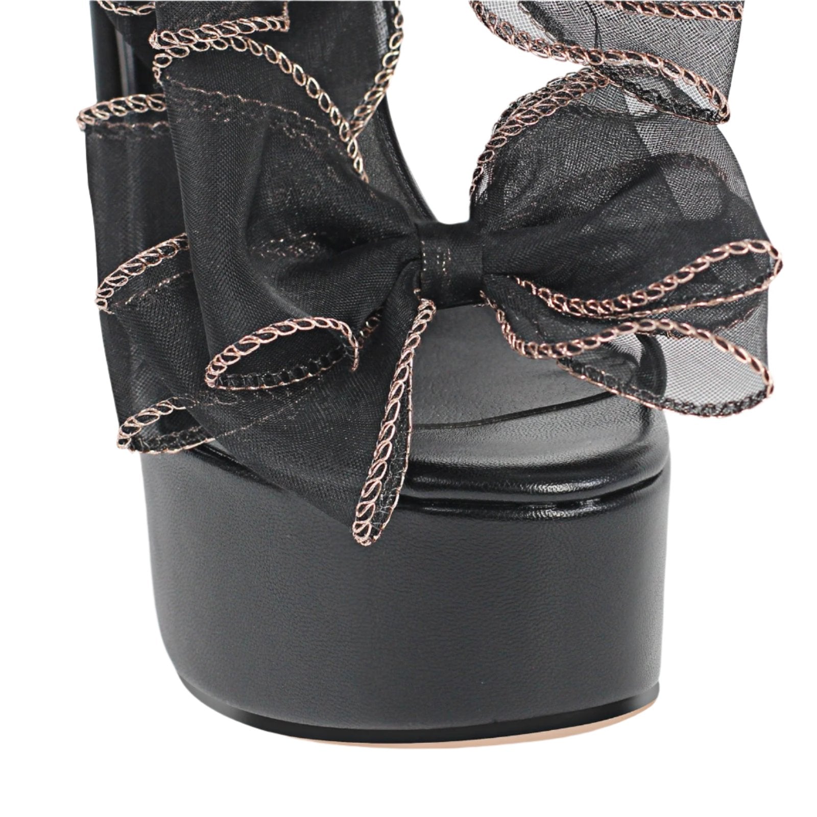 "Sissy Veronica" Feminine Black Bow Platform Sandals for Men