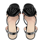 Load image into Gallery viewer, Round Toe Stiletto Slingback Flower Sandals
