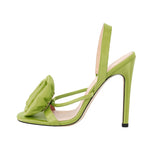 Load image into Gallery viewer, Round Toe Stiletto Slingback Flower Sandals
