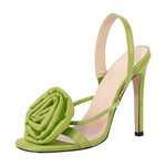 Load image into Gallery viewer, Round Toe Stiletto Slingback Flower Sandals
