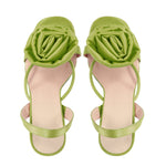 Load image into Gallery viewer, Round Toe Stiletto Slingback Flower Sandals
