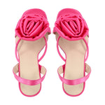 Load image into Gallery viewer, Round Toe Stiletto Slingback Flower Sandals
