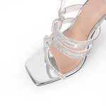 Load image into Gallery viewer, Rhinestone Square Toe Stiletto Ankle Strap Sandals
