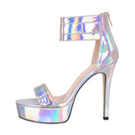 Load image into Gallery viewer, Platform Round Open Toe Stiletto Ankle Strap Sandals
