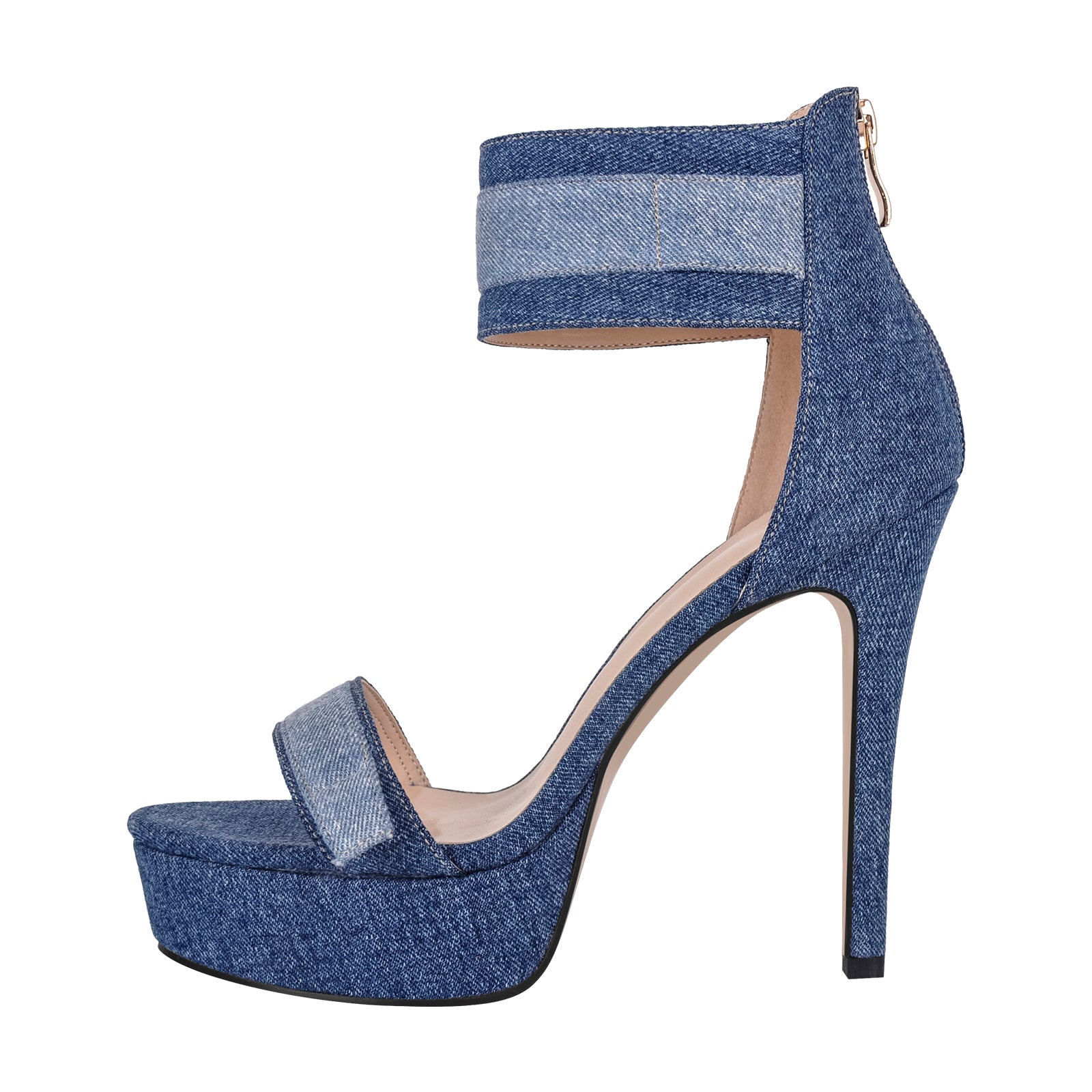 Platform Round Open Toe Stiletto Ankle Strap Sandals