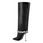 Load image into Gallery viewer, Rhinestone Strap High Metal Stiletto Thigh Boots
